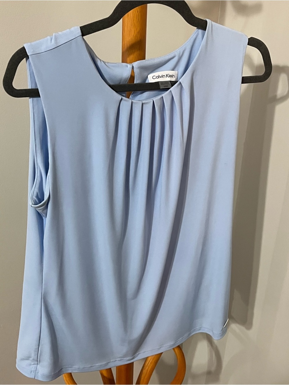 Calvin Klein Light Blue Pleated Sleeveless Top